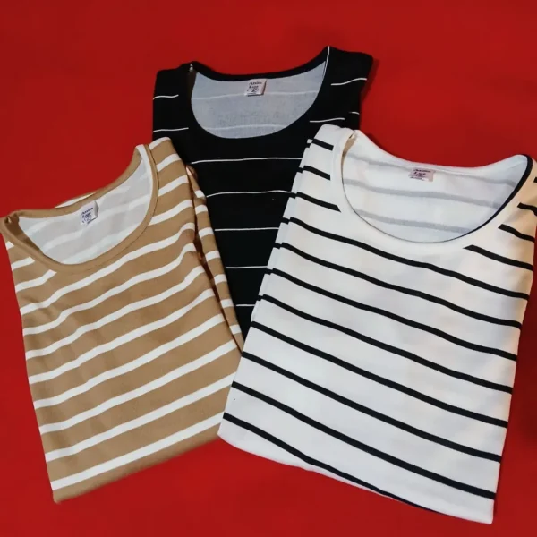 Camiseta de Mujer Algodón y Lycra a Rayas – Cómoda y Canchera